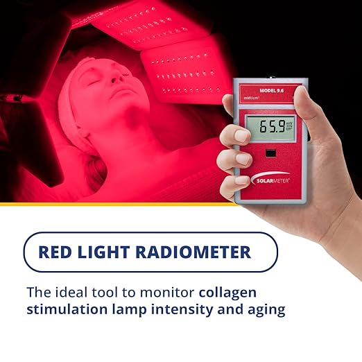 Solarmeter Model 9.6 Visible Red Light Meter, Handheld Digital Radiometer and Light Bulb Tester for Measuring Red Light for Collagen Stimulation & Wound Healing Lamps, 0-199.9 mW/cm², Made in USA