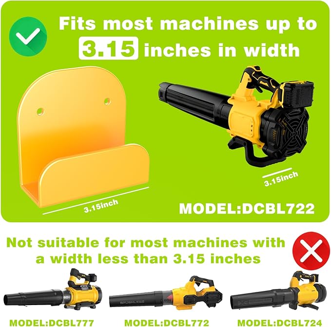 Leaf Blower Rack, Wall-Mounted Tool Hanger Compatible with DCBL722, Hedge Trimmers, Grass Trimmers, Garden Power Tools & Garage Organization, 1 Pack