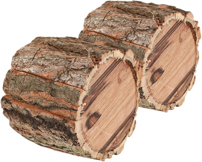 ARTIBETTER Bark Planter Pot 2pcs Wood Bark Natural Log Succulent Plant Pots for Indoor Plants Rustic Tree Stump Planter Farmhouse Bucket for Home Art Decor 3. 54x3. 14in