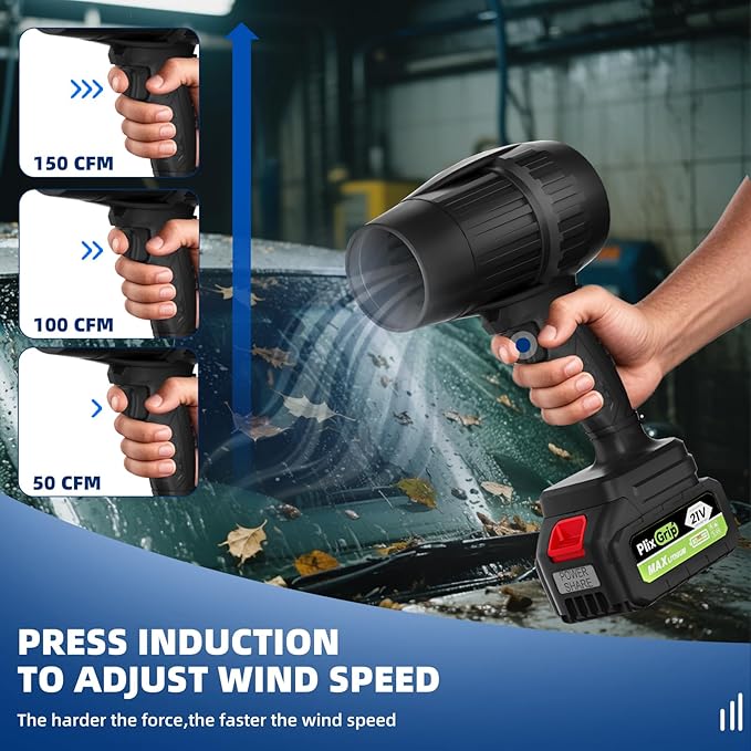 Leaf Blower Cordless with Battery and Charger,Electric Leaf Blower Cordless, 300000 RPM, 2 x 3.0Ah Batteries & Charger, Handheld Leaf Blowers for Lawn Care (Black Blue)