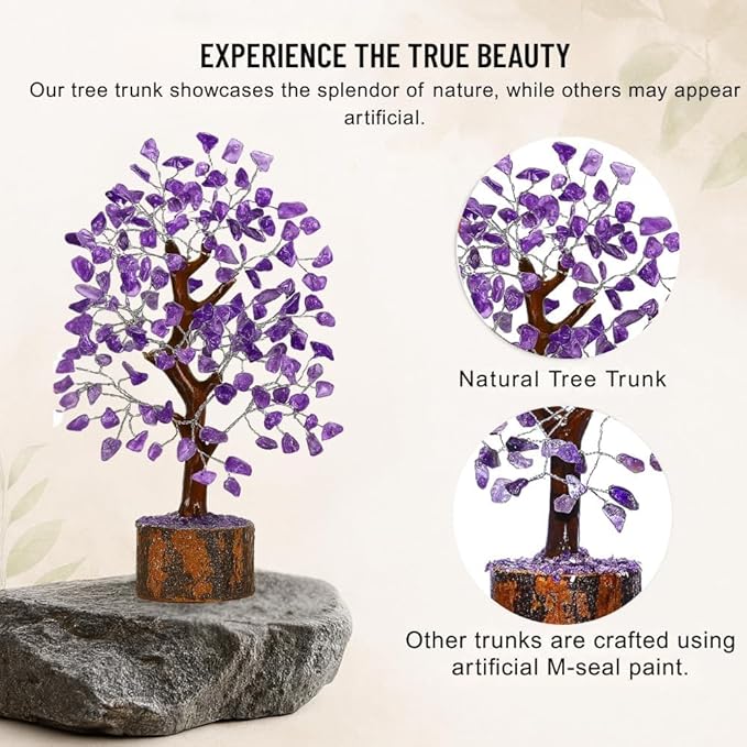 ANAYA AGATE Amethyst Crystal Tree of Life - Handmade Healing Bonsai Purple Tree for Home and Office Decor, Positive Energy and Good Luck, Ideal for Christmas Decor and Birthday Gifts for Women, Men