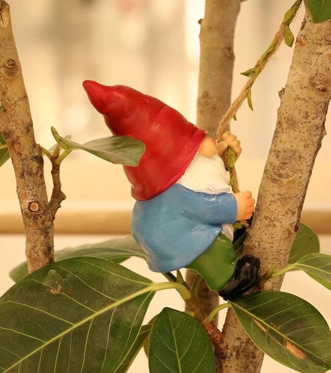 Garden Gnomes Outdoor Statue,Funny Gnomes Decorations for Lawn Yard Indoor Outdoor Gnome Ornament for Christmas Tree Decor Halloween New Year. (Climbing Gnome)
