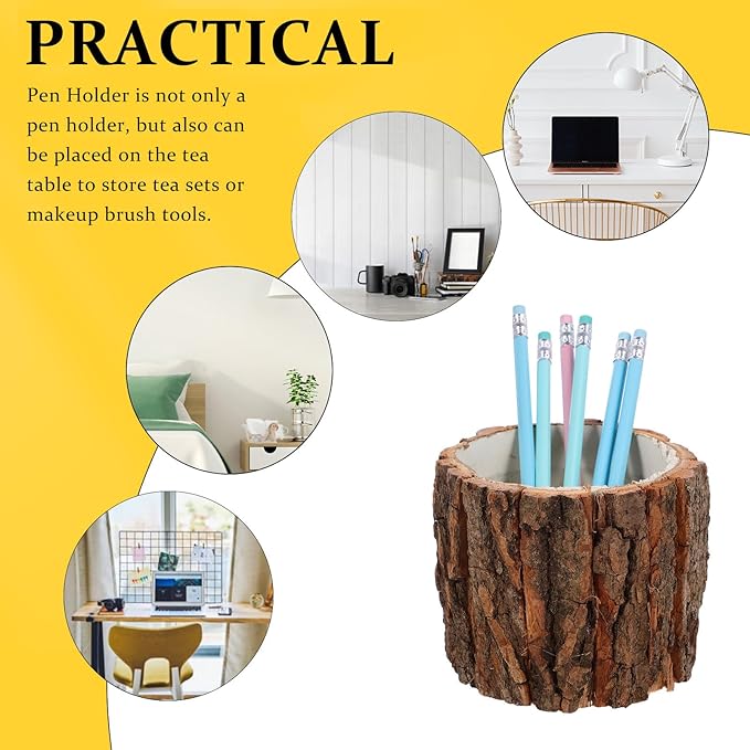 ARTIBETTER Bark Planter Pot 2pcs Wood Bark Natural Log Succulent Plant Pots for Indoor Plants Rustic Tree Stump Planter Farmhouse Bucket for Home Art Decor 4. 91x4. 32in