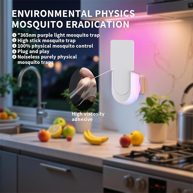 NEXLY MK030 Fly Trap Indoor Plug in Fruit Fly Mosquito Killer Glue Traps Gnat Zapper Catcher for Indoors Night Light Flying Trap Zappers for Home Bedroom Living Room Kitchen Basement