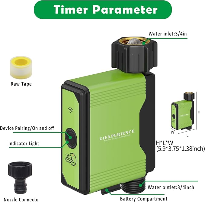 GIEX ZIGBEE Sprinkler Timer GX-02,Built-in Flow Meter, Smart Irrigation Garden Hose Watering Controller Work with TUYA APP and Smart Life APP