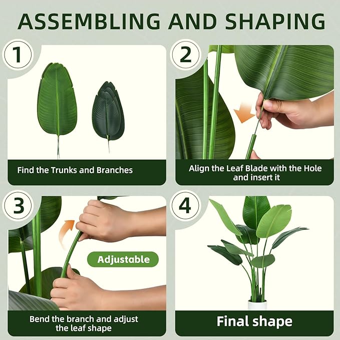 Bird of Paradise Plant Artificial 4ft,Faux Plants Indoor Tall with 8 Trunks - The Perfect Indoor Silk Floor Plant for Home Decor in Living Room, Office, and Bedroom (4FT Bird of Paradise)