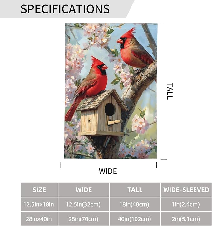 Birds In Tree Garden Flag 12x18 Inch Double Sided All-Weather Polyester Outdoor Flag For Patio Lawn Yard And Garden Welcome Decor
