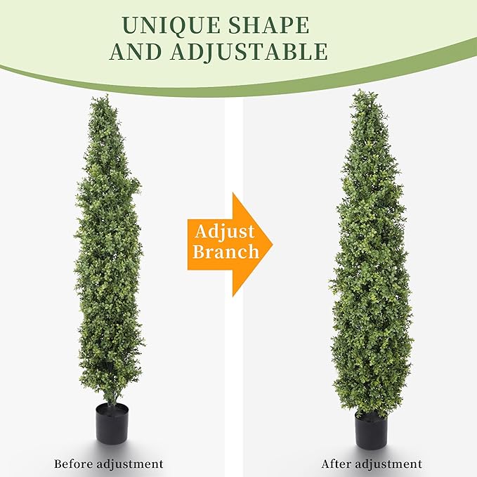 Yuwinron Artificial Boxwood Topiary Tree 5FT Fake Topiary Tree Faux Potted Topiary Plant for Porch Home Garden Decor 2Pack