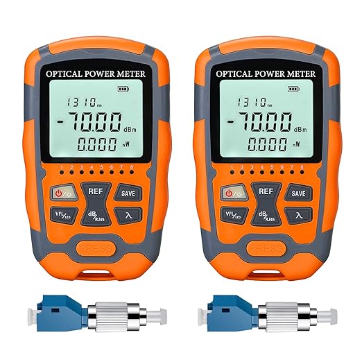 Duogalia 2-Pack Fiber Optic Tester Portable Fiber Light Power Meter -70~10dBm, SC/FC/ST Universal Interface Built-in 10Km Fault Detector with FC to LC Adapter