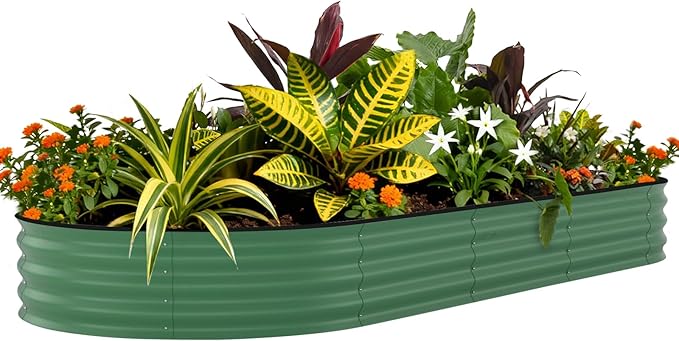 Galvanized Raised Garden Bed Outdoor, 8x4x1.5 ft Metal Planter Box for Flowers Herbs Vegetables, Rust-Resistant Raised Garden Beds for Gardening, Easy Assembly Outdoor Garden Box & Planters, Green