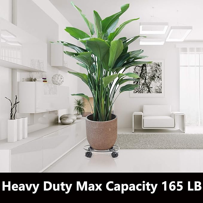 Plant Caddy with Wheels Heavy Duty Metal Iron Large Potted Plant Stand Holder Move Around Indoor Outdoor Garden Patio Flower Pot Planter Adjustable Rolling Dolly Casters with Locking Black 13 Inches …