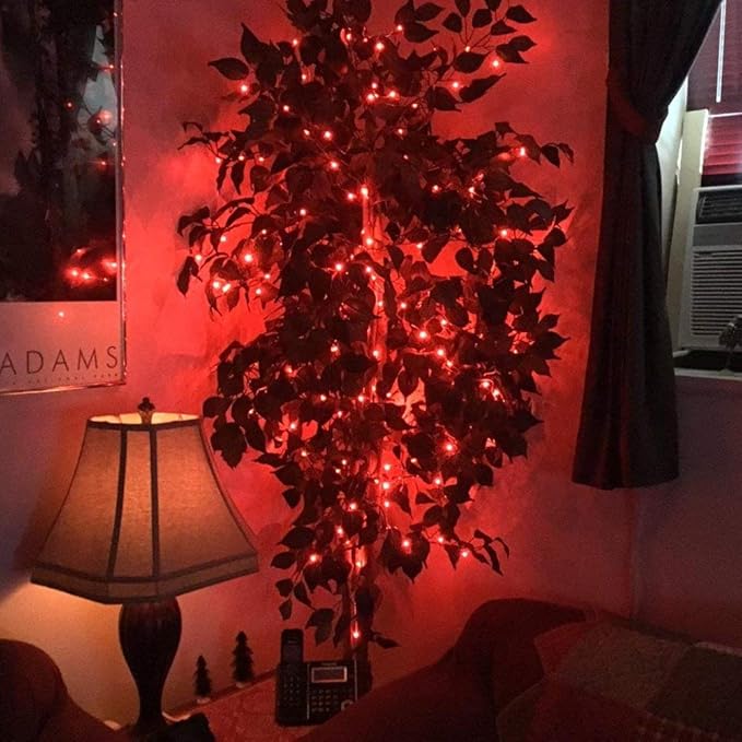 YKB 6 Pack Red LED Fairy Starry String Lights with 20 Mini LEDs on 6.6FT/2M Copper Wire, Fairy Lights Powered by 2xCR2032(Incl) Batteries, for Wedding Table Holiday Halloween Christmas Decorations