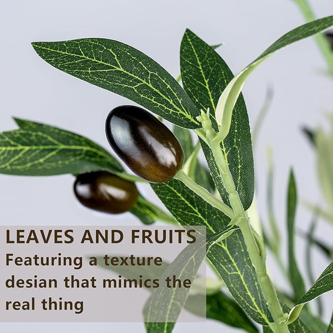 Realiflora Artificial Olive Tree - Tall Indoor Faux Olive Tree with Planter & Basket, Realistic Fake Olive Tree with Fruits for Home Office Decor Living Room (5ft)