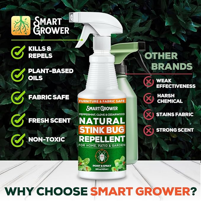 Natural Stink Bug Spray & Repellent for Indoor & Outdoor Use – Plant-Based Stink Bug Eliminator with Essential Oils, Stain-Free on Fabric, Pet & Family Friendly, 16 oz Ready-to-Use