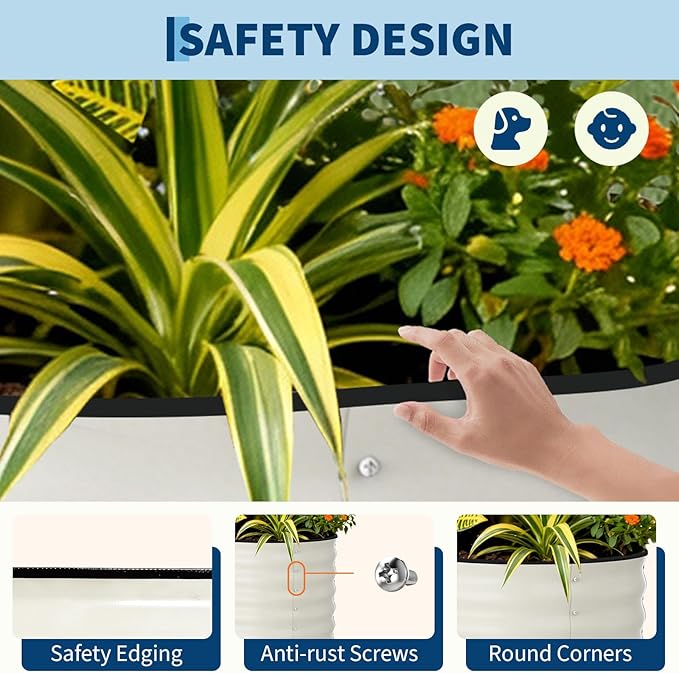 2 Pack Galvanized Raised Garden Beds - 4x2x2ft Planter Box for Vegetables, Flowers, Rust-Resistant Garden Box, Easy Assembly Raised Beds, Durable Planters for Outdoor Plants, Beige