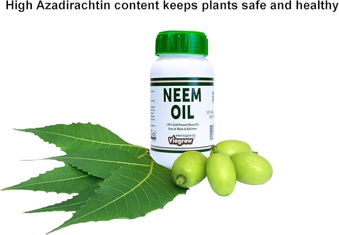 Viagrow 100% Cold Pressed Neem Seed Oil for Plants (16oz/Makes 24 Gallons), OMRI Listed (8oz Bottles, 2-Pack)