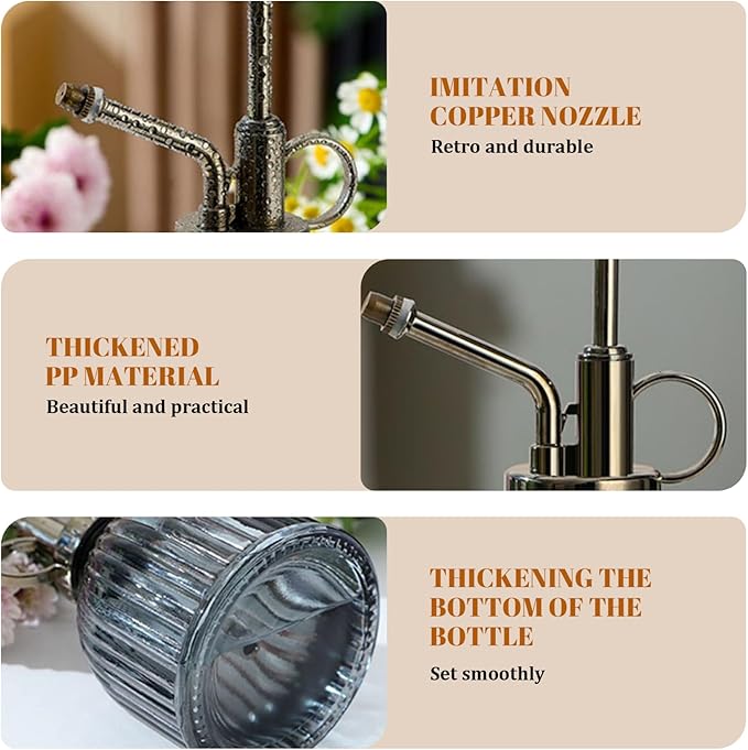 Style 4 Vintage Plant Mister, 200ml Bronze Top Spray Bottle for House Plants