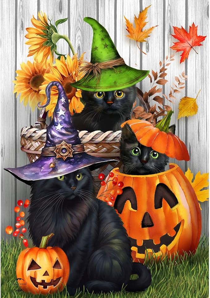 Briarwood Lane Halloween Kittens and Jacks Garden Flag