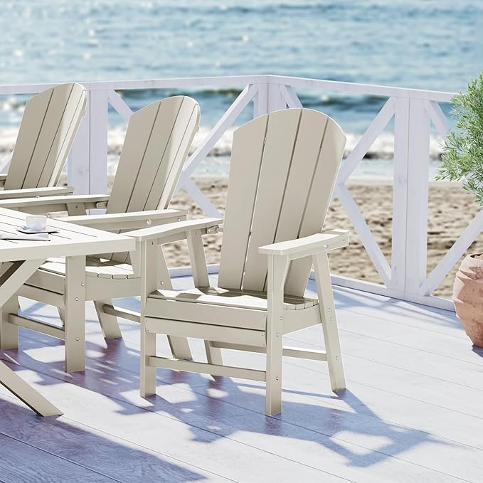 WestinTrends Malibu Malibu Outdoor Patio HDPE Plastic Adirondack Dining Chair Sand