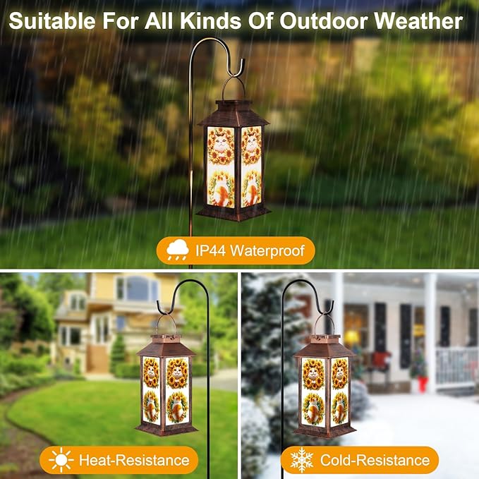 Solar Lanterns for Garden Decor,Waterproof Design Ideal Birthday Gifts for Women, Mom, and Grandma Solar LED Hanging Lights for Yard, Patio, Lawn, and Porch(Cat + Sunflower)
