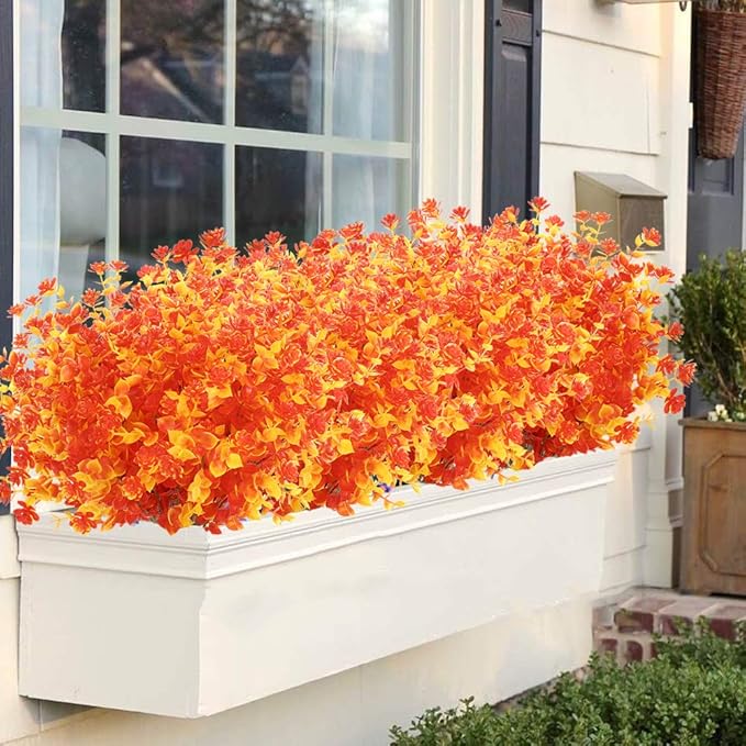 ArtBloom 6 Bundles Artificial Fall Flowers No Fade Faux Autumn Plants, Fake Indoor Outdoor Greenery for Thanksgiving Christmas Wedding Party Home Garden Fireplace Décor (Gold Yellow)
