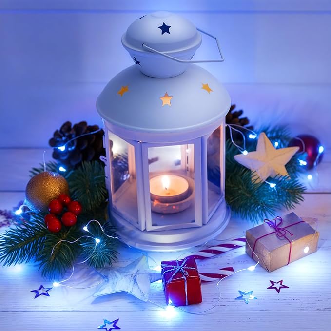 Lakumu 6-Pack Fairy Lights Battery Operated String Lights-7FT 20 LED,Waterproof Silver Wire Firefly Lights for Mason Jars DIY Bedroom Wedding Party Centerpiece Table Decor, Blue