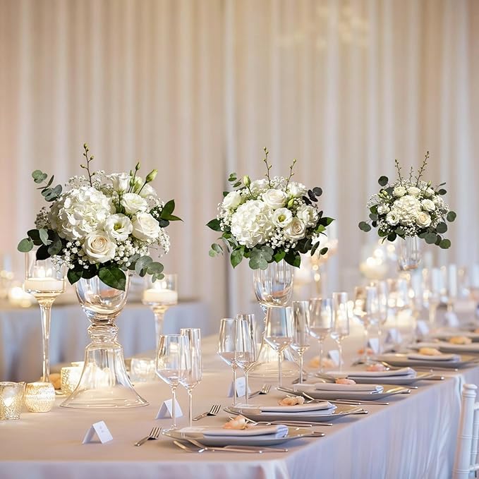 3Pcs 21 Inch White Faux Hydrangea Flowers, 3D Moisturizing Real Touch Latex Fake Flowers with Stems, for Wedding Bouquets Home Table Centerpieces Party Decor (White)