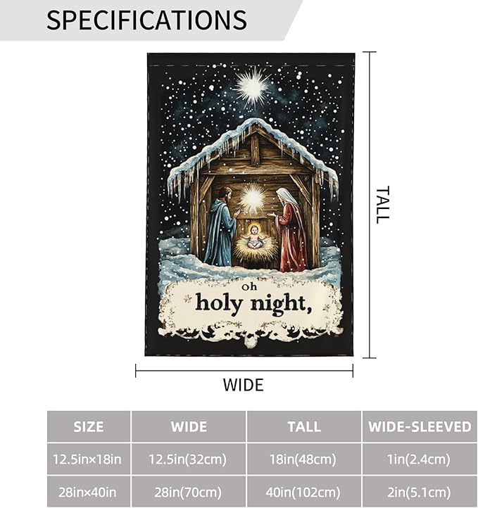 Christmas Night Garden Flag 12x18 Inch Double Sided All-Weather Polyester Outdoor Flag For Patio Lawn Yard And Garden Welcome Decor