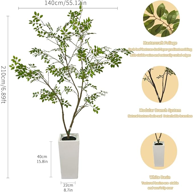 AfanD Artificial Elm Tree Faux Elm Tree 6ft Tall Fake Plant in Pot Fake Silk Tree Faux Plants Indoor