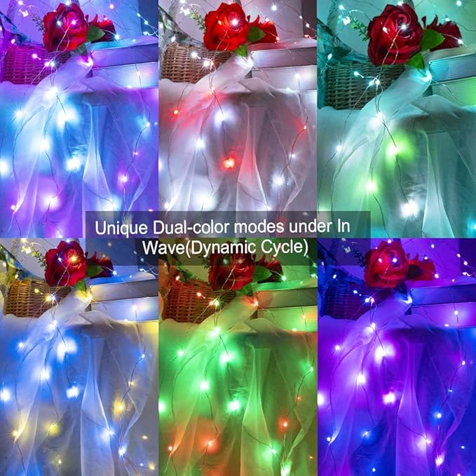 24 Multi Color Changing Fairy Lights USB Powered with Remote Control, 33ft 100 RGB LED Bright Silver Wire Starry String Lights for Christmas Tree, Wedding Party, Bedroom Holiday Décor