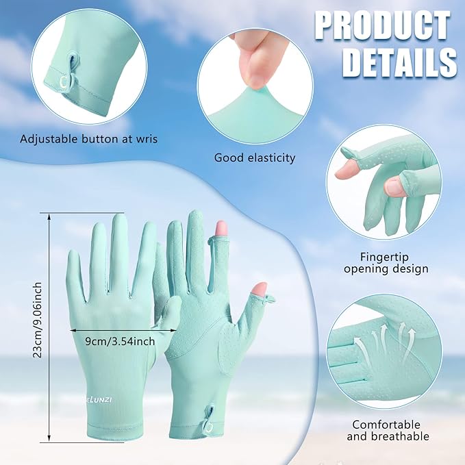 Loopeer 2 Packs Women Sun Protection Driving UV Gloves Full Finger Touchscreen Non Slip Breathable Summer Outdoor Gloves