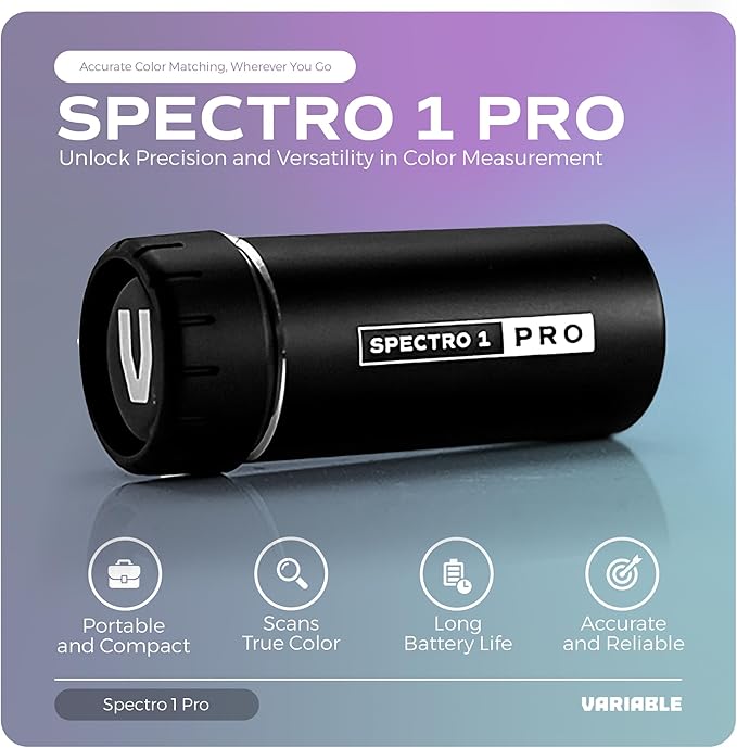 Spectro 1 Pro Spectrophotometer Paint Color Matching Tool with Charging Cable & Carrying Pouch, Portable Color Reader, Colorimeter Spectrometer Color Sensor, Paint Scanner & Color Meter for Designers