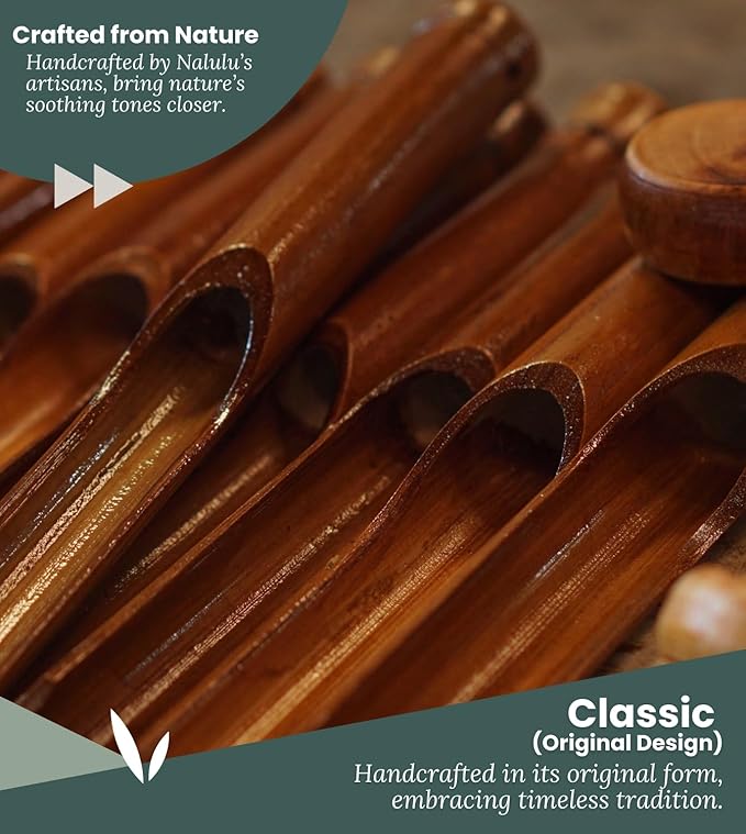 Nalulu Classic Bamboo Wind Chimes - Outside Outdoor Wood Wooden Windchimes, Large, Handcrafted with Calming Deep Tones, Ideal Home Decor or Gift for Any Occasion