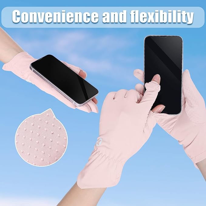 Loopeer 2 Packs Women Sun Protection Driving UV Gloves Full Finger Touchscreen Non Slip Breathable Summer Outdoor Gloves