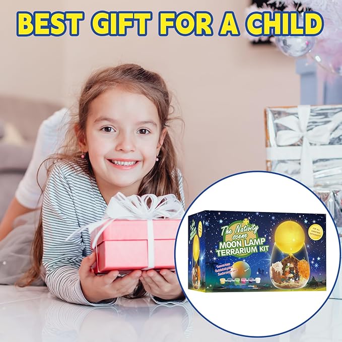 SCWGTPJ Nativity Scene Terrarium Crafts Kit, DIY Toys Kit for Girls Boys, Arts and Craft, DIY Moon Lamp Night Light Christmas Gifts Birthday Gift for Kids (Nativity)