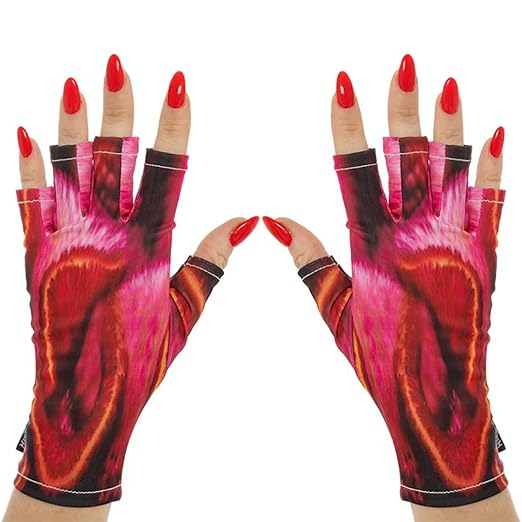 ManiGlovz - The Original UPF 50+ UV Light Protective Nail Gloves for Women, Large, Secret Garden