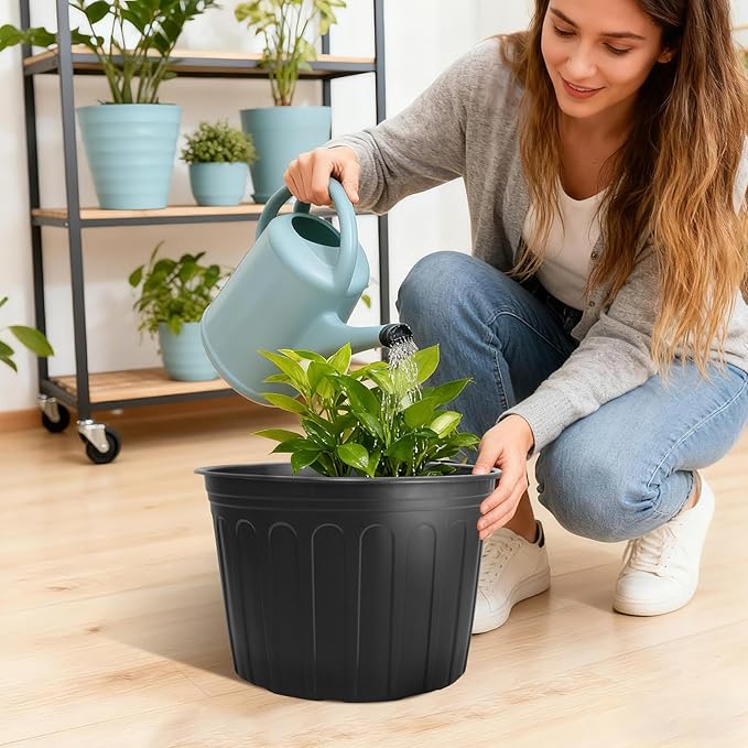 SLMKHHU 30 Pack 5 Gallon Plastic Nursery Pots,12.8 Inch Thickened Soft Plant Pots with Drainage Holes,Flower Planter Container for Seedlings Garden,Indoor and Outdoor