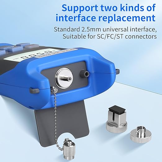 Rechargeable Fiber Optic Light Source A-C1315 Fiber Optic Cable Tester Single-Mode Dual wavelength 1310/1550nm Fiber Optic Power Meter Suitable for SC/FC/ST/LC Interface Equipped with 1 FC-LC Adapter