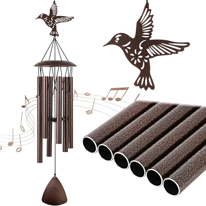 Doopeer Wind Chimes, 37" Hummingbird Wind Chimes for Outside Garden Patio Yard Decor, Hummingbird Gifts for Mom Women Grandma Wife, Deep Tone Windchimes for Christmas, Mother's Day, Birthday