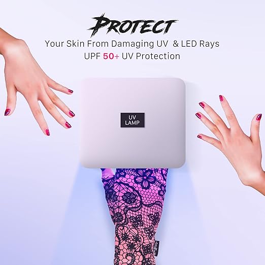 ManiGlovz - The Original UPF 50+ UV Light Protective Nail Gloves | Gel Manicure Gloves and Anti UV Fingerless Gloves for Women | Can be Used as Sun Protection Gloves for Driving | Beige Marble