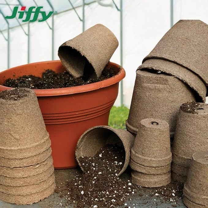 Jiffy Plant Pot - Organic Biodegradable Pots for Seedlings, Drainage Hole - 3 in, 22 Pack - Peat