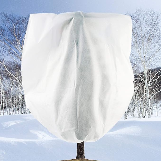 Cthenqeeu Plant Covers Freeze Protection - Shrub Cover, Winter Tree Cover with Drawstring for Season Extension & Frost Protection, White (1 Pack, 84x72 in)