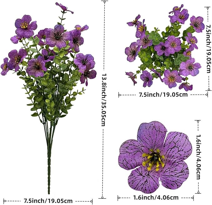 XccJLYB Artificial Flowers Outdoor UV Resistant Fake Plants, 12 Bundles Silk Daisy in Pots for Porch Patio Garden, Faux Potted Home Decor for Outside (Purple)