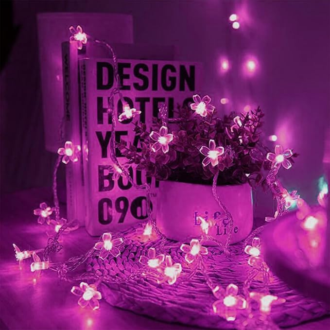 Pink Cherry Blossom Flower Lights String Indoor Decor, 33Ft 100 LED Decorative Hanging Hot Aesthetic Fairy Floral Lamp for Bedroom Decorations When Valentine's Day, Wedding Party, Christmas