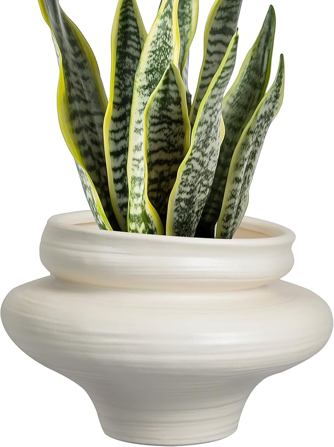 Teagas Ceramic Plant Pots 11 Inch - Bonsai Large Planters for Indoor Plants with Drainage Hole, White Planter for Home Garden Patio Office, Gift for Women Men