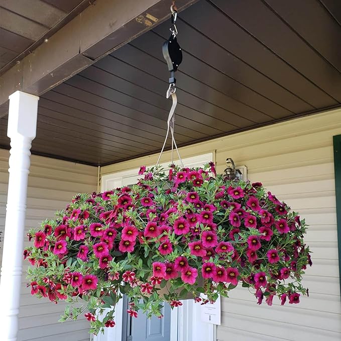 Orgrimmar Plant Pulley Retractable Pulley Plant Hanger Hanging Flower Basket Hook Hanger for Garden Baskets Pots and Birds Feeder in Different Height