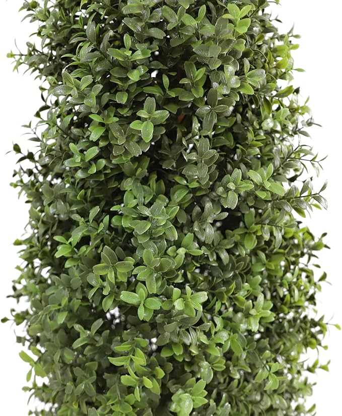 30" Tall Artificial Boxwood Topiary, 2 Pcs Outdoor Ready Artificial Boxwood Topiaries Trees, Natural Looking Fake Potted Shrubs