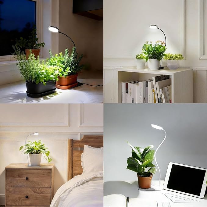 SGLEDs Desktop Plant Grow Light,12w Growing Lamps High Ppfd,Full Spectrum Desk Growth Light with Automatic Timer,4 Dimmable Levels（Black