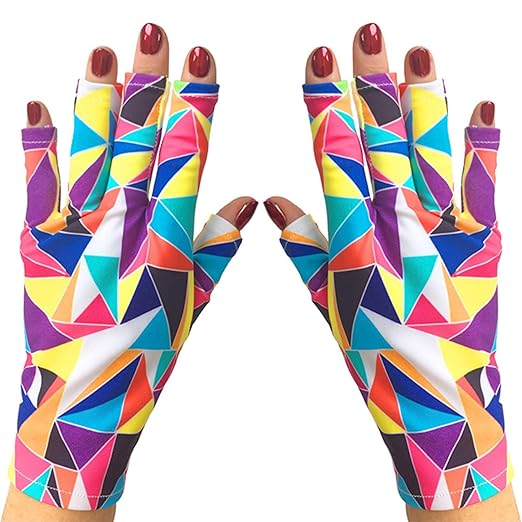 ManiGlovz - The Original UPF 50+ UV/LED Protective Gloves for Gel Manicures, Sun Protection Fingerless Gloves-Shield Skin from The Sun and Nail Lamp-Kaleidoscope Print