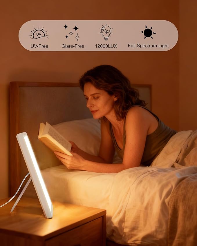 MirthSip 10000 Full Spectrum, UV-Free Light LED Sunlight Lamp with 3 in 1 Mount, Timer & Adjustable Brightness, Portable, Daylight for Office Reading Morning Routine